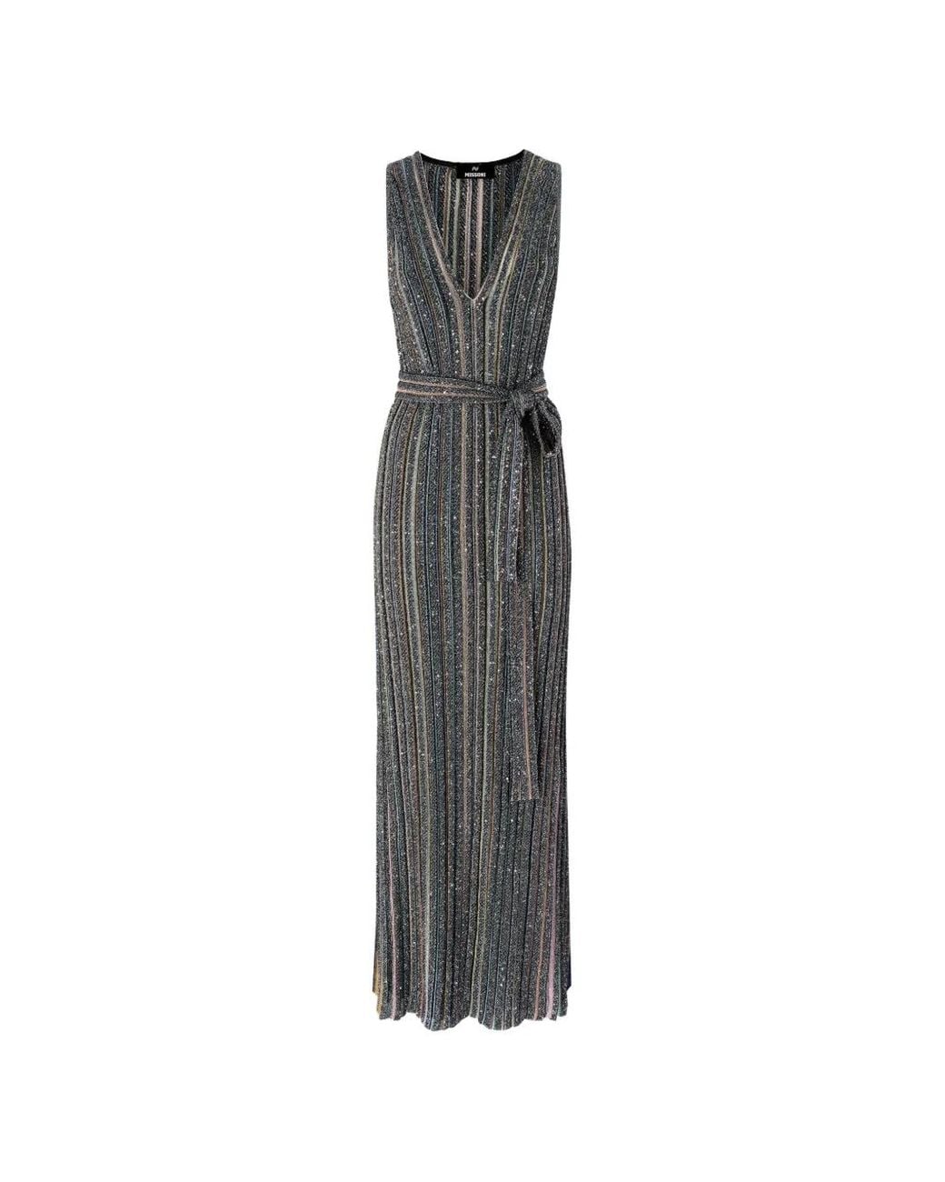 Missoni White Striped Sequin Maxi Dress