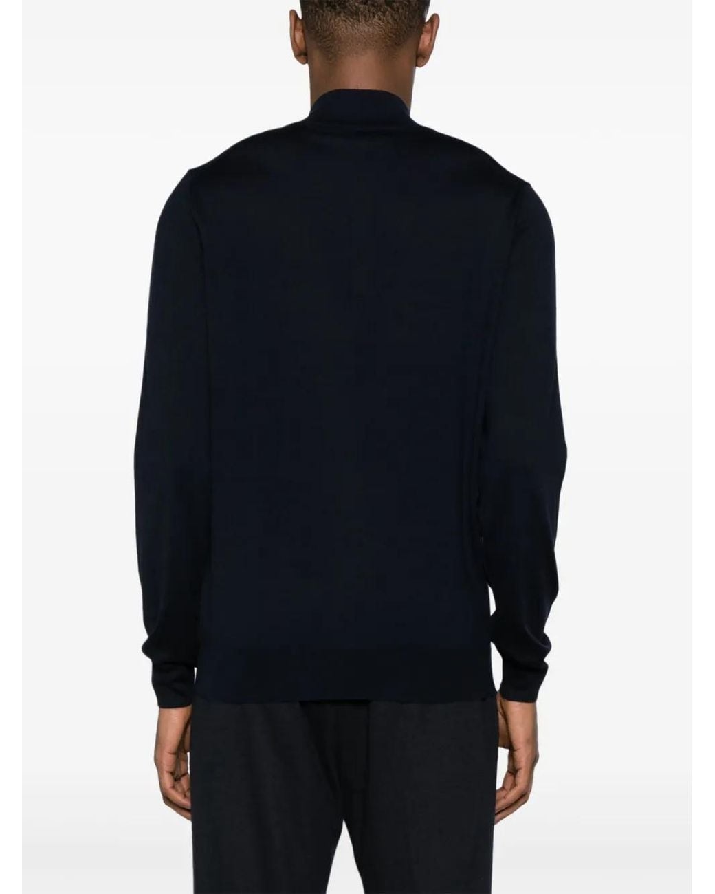Corneliani Blue Half-Zip Fine-Knit Jumper for men