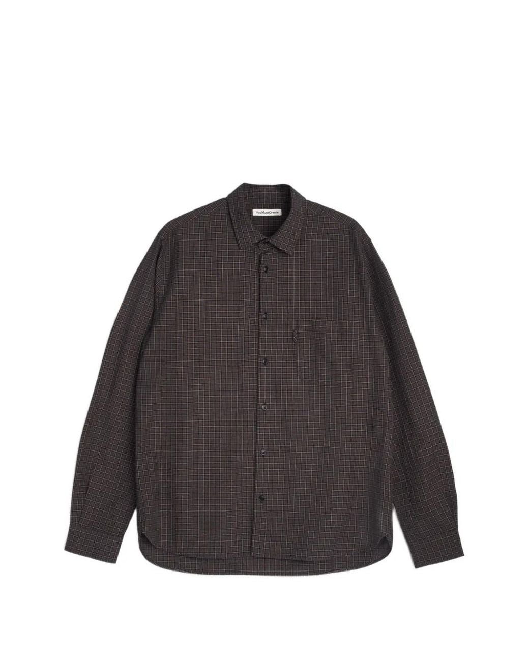 YMC Black Curtis Checked Cotton Shirt for men