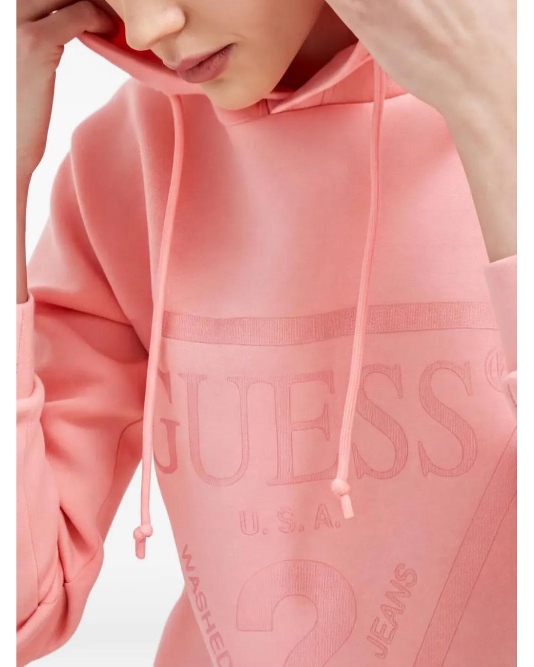 Guess Pink Triangle Logo Hoodie