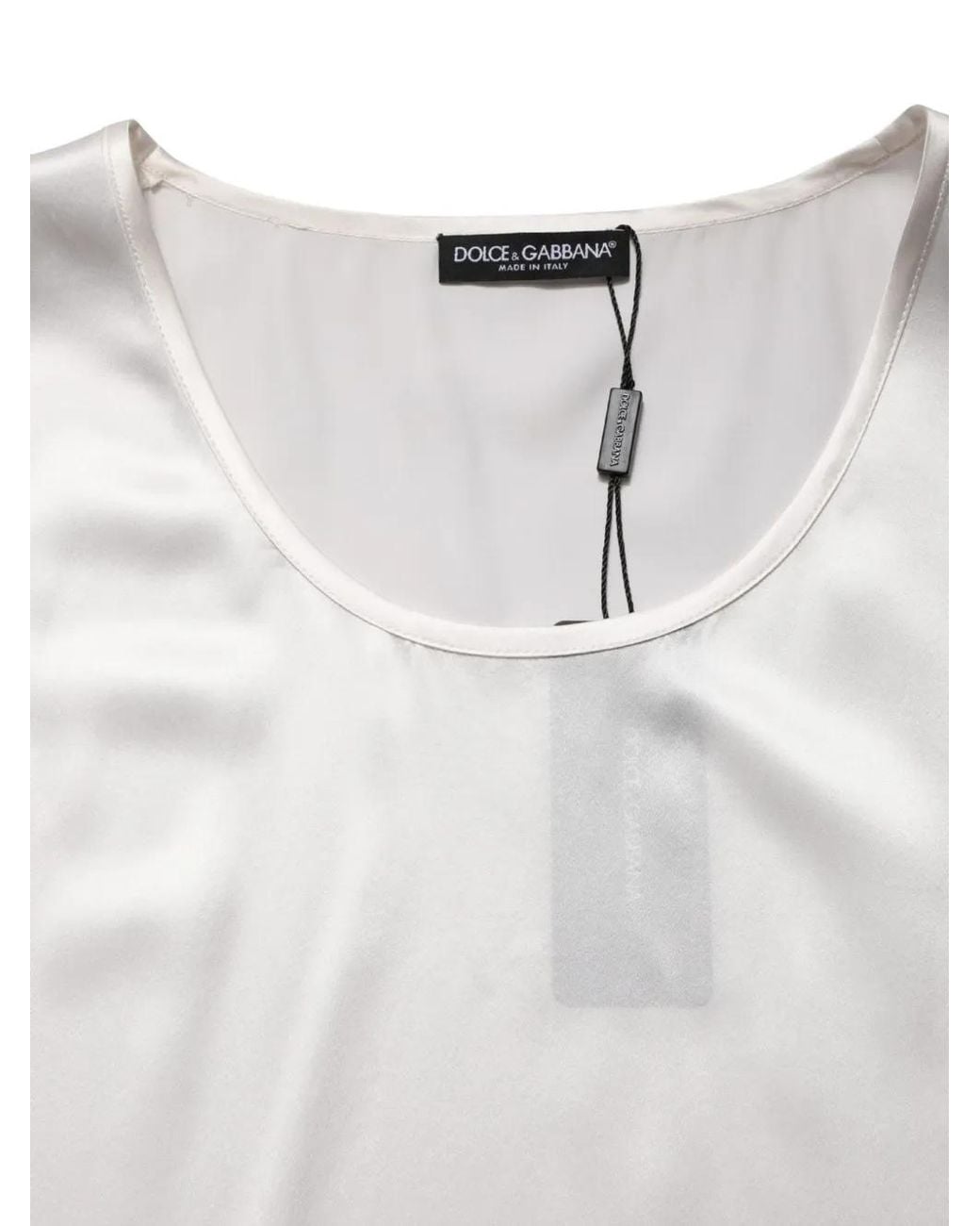Dolce & Gabbana White Satin-Finish Sleeveless Tank Top for men