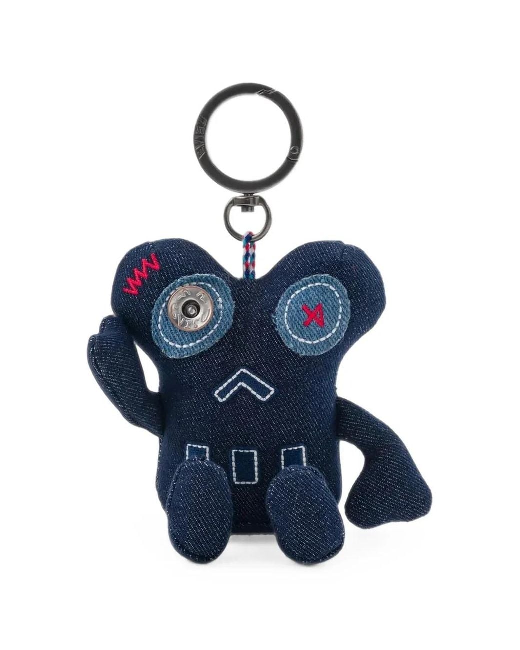 Evisu Blue Chin-Chin Logo-Patch Keyring
