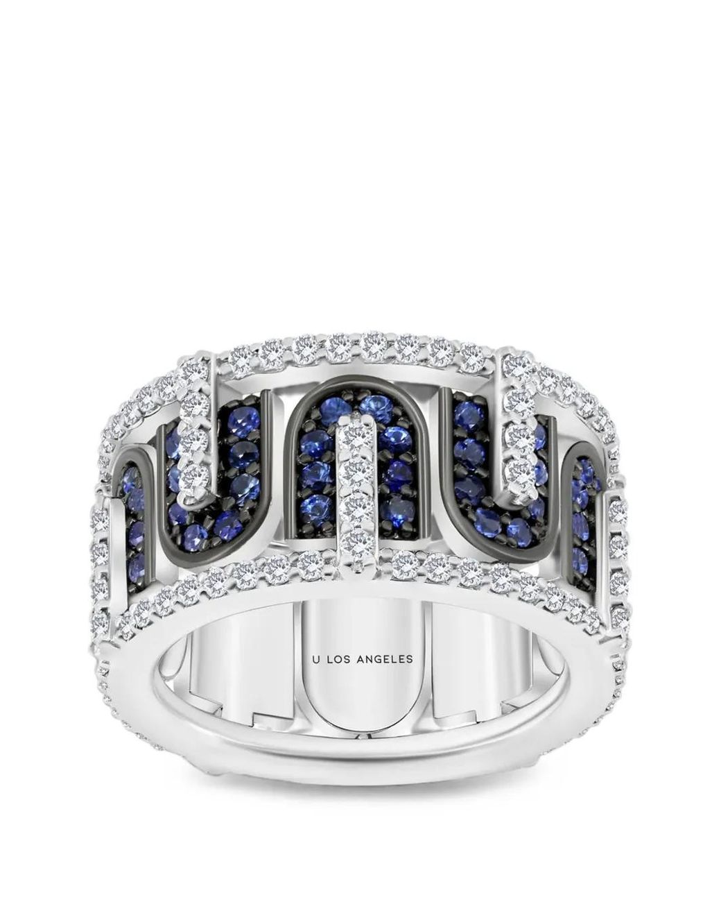 UNION LOS ANGELES White Diamond And Sapphire U Ring