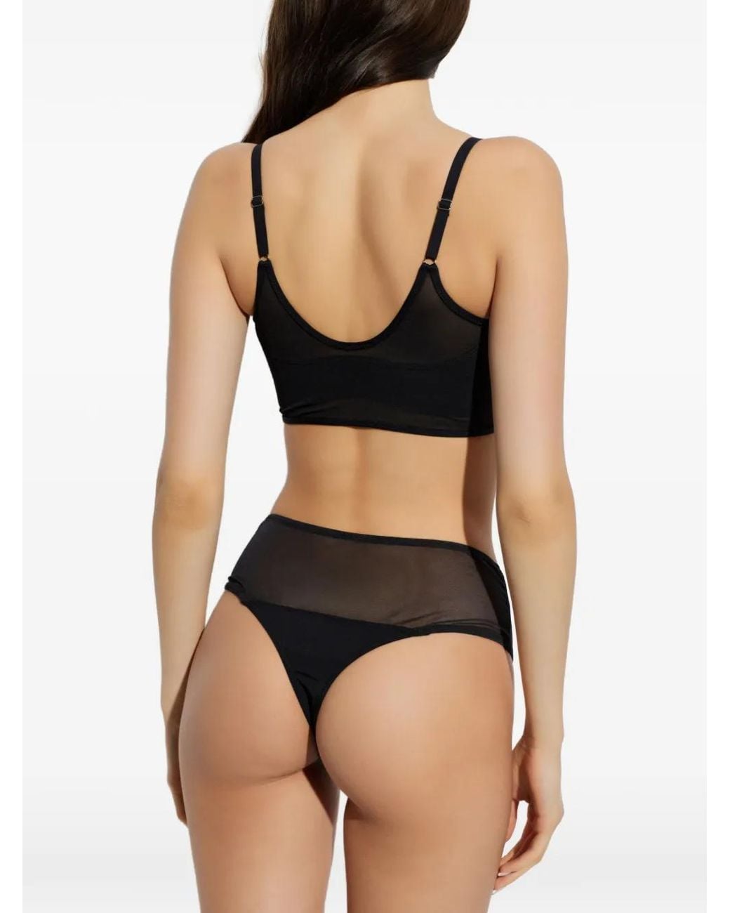 Heist Black Sheer-Panelled Bralette