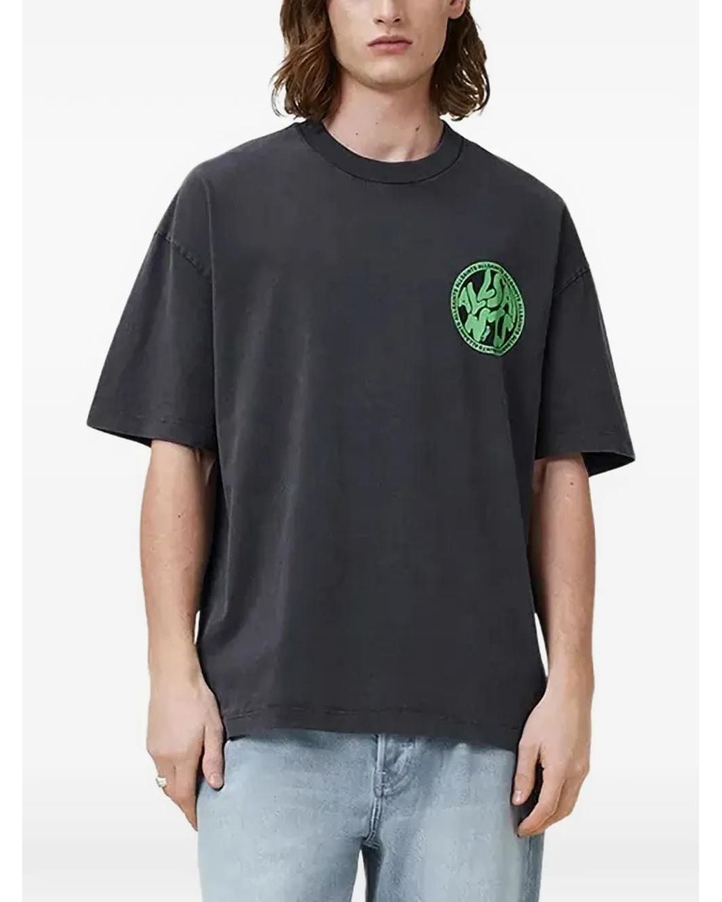 AllSaints Black Logo-Print Graphic T-Shirt for men