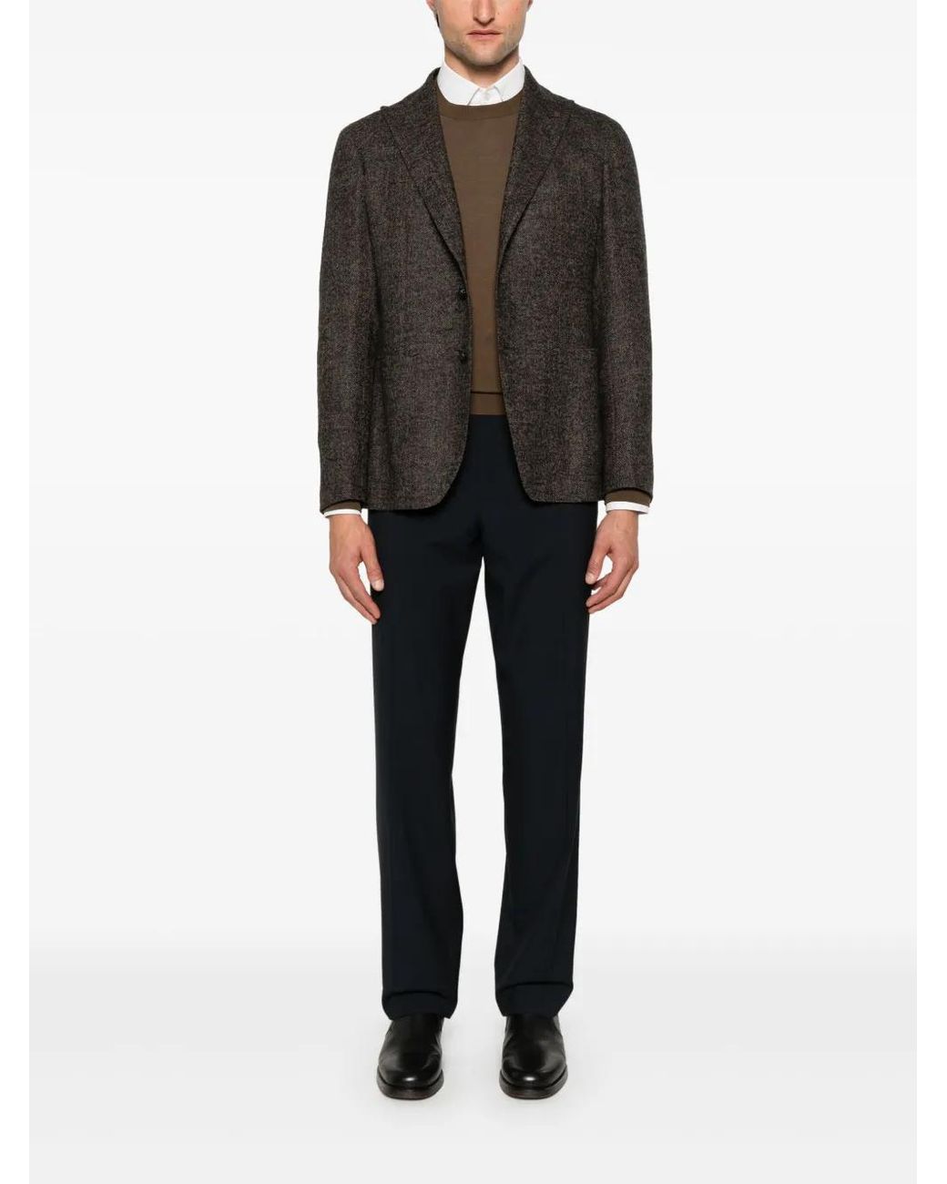 Tagliatore Gray Herringbone-Pattern Blazer for men