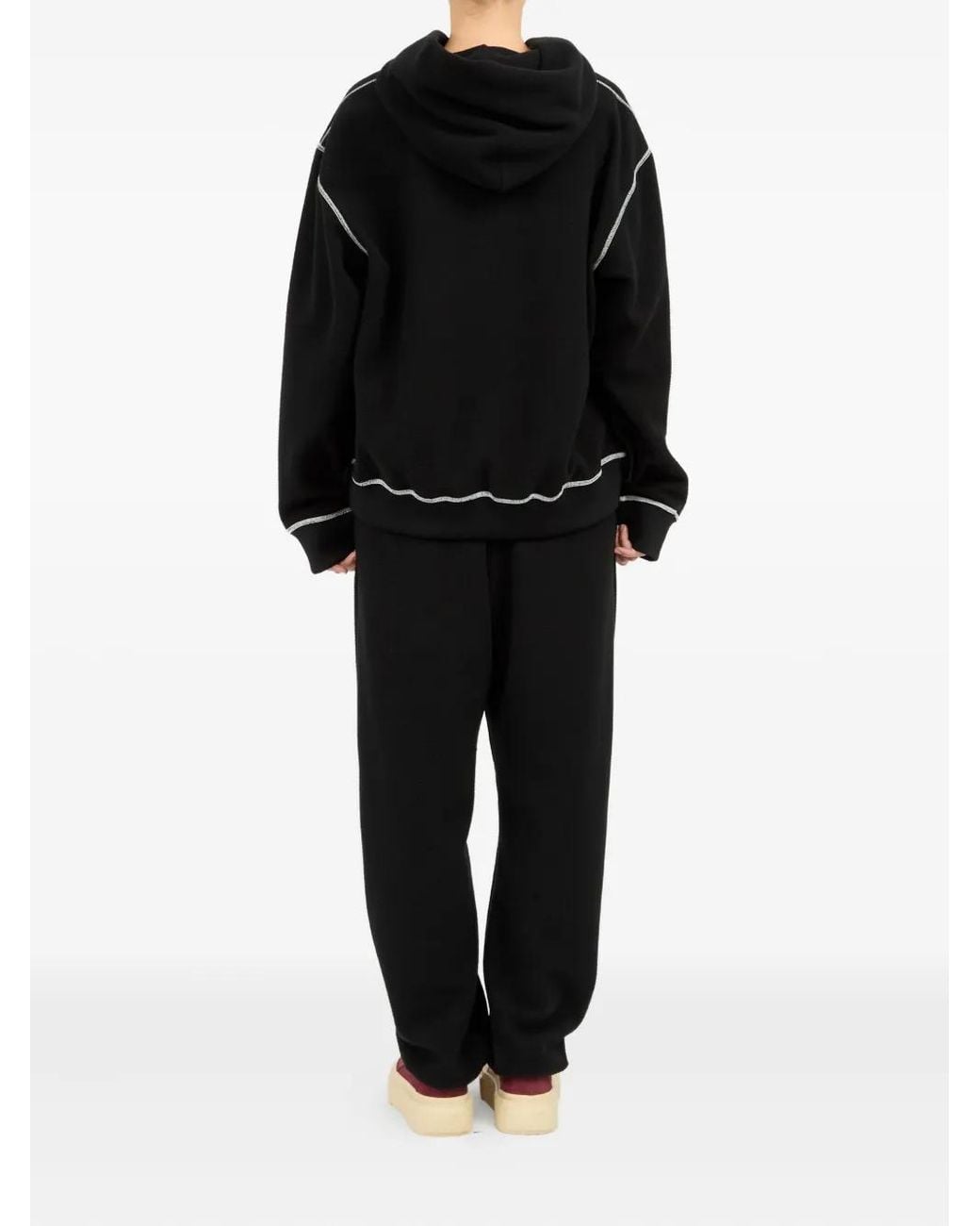 MM6 by Maison Margiela Black Logo-Embroidered Hoodie