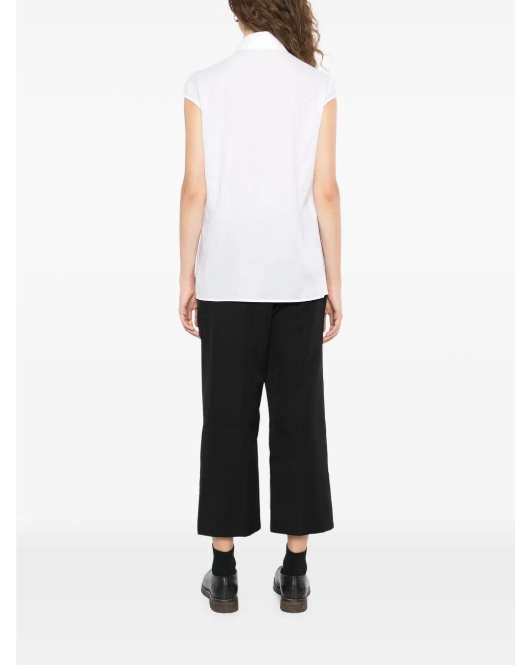 Yohji Yamamoto White Ruffle-Detailing Sleeveless Top