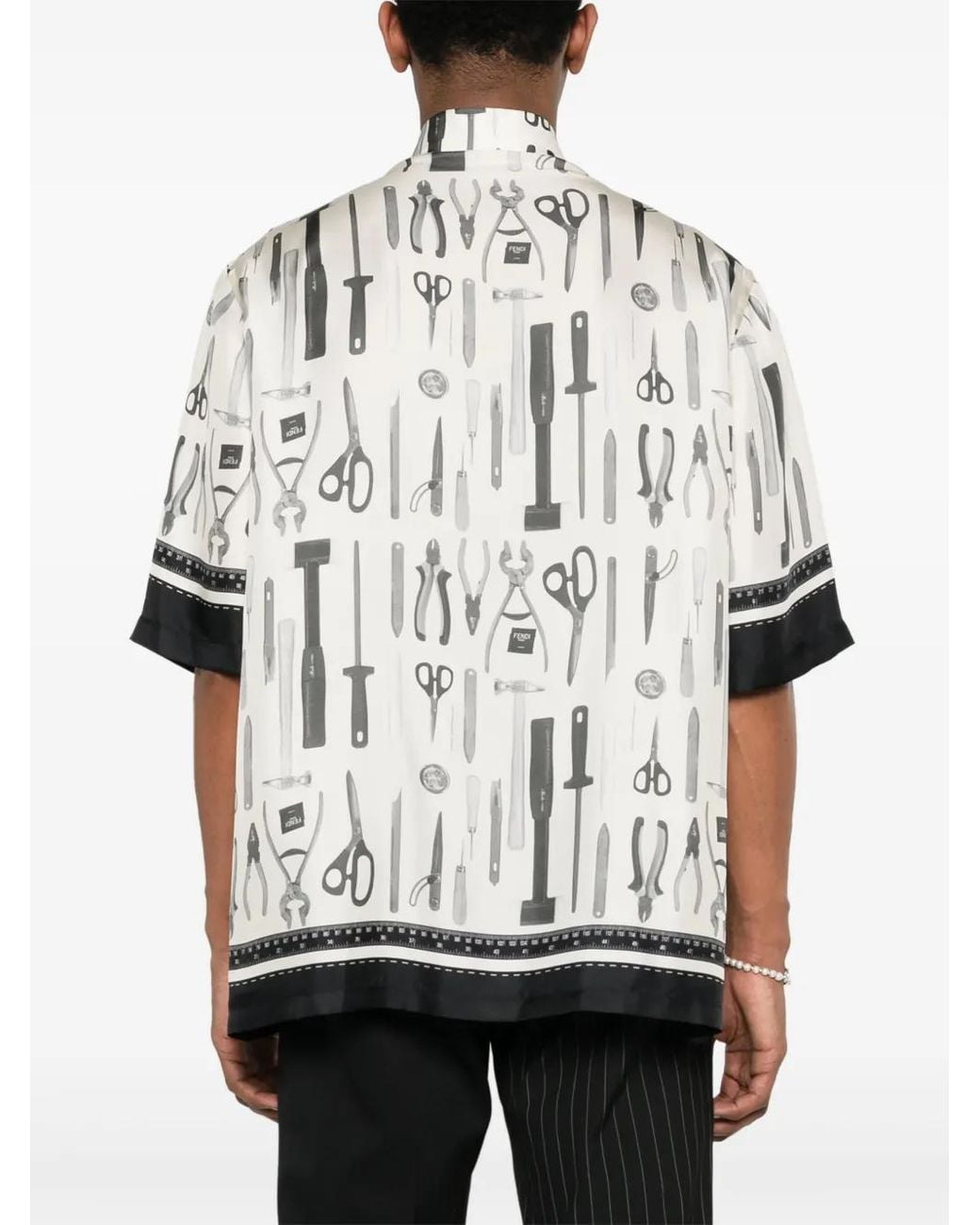 Fendi White Luxury Silk Shirt For for men