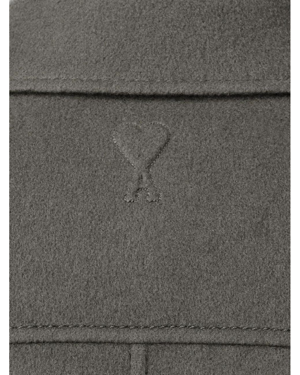 AMI Gray Single-Breasted Coat With Notched Lapel for men