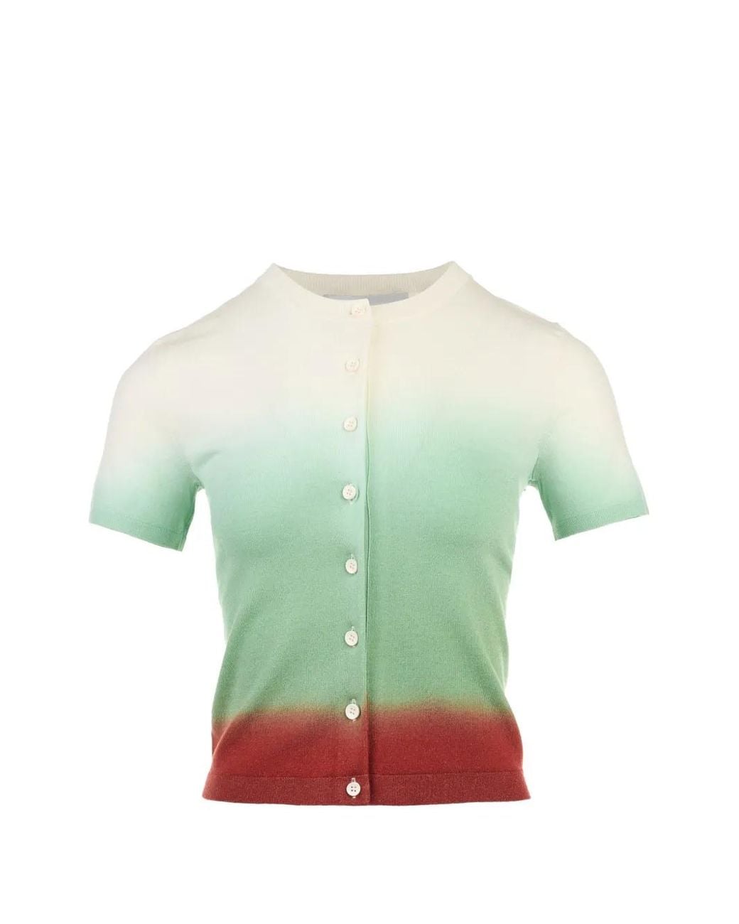 3.1 Phillip Lim Green Cardigan À Effet Dégradé Et Manches Courtes