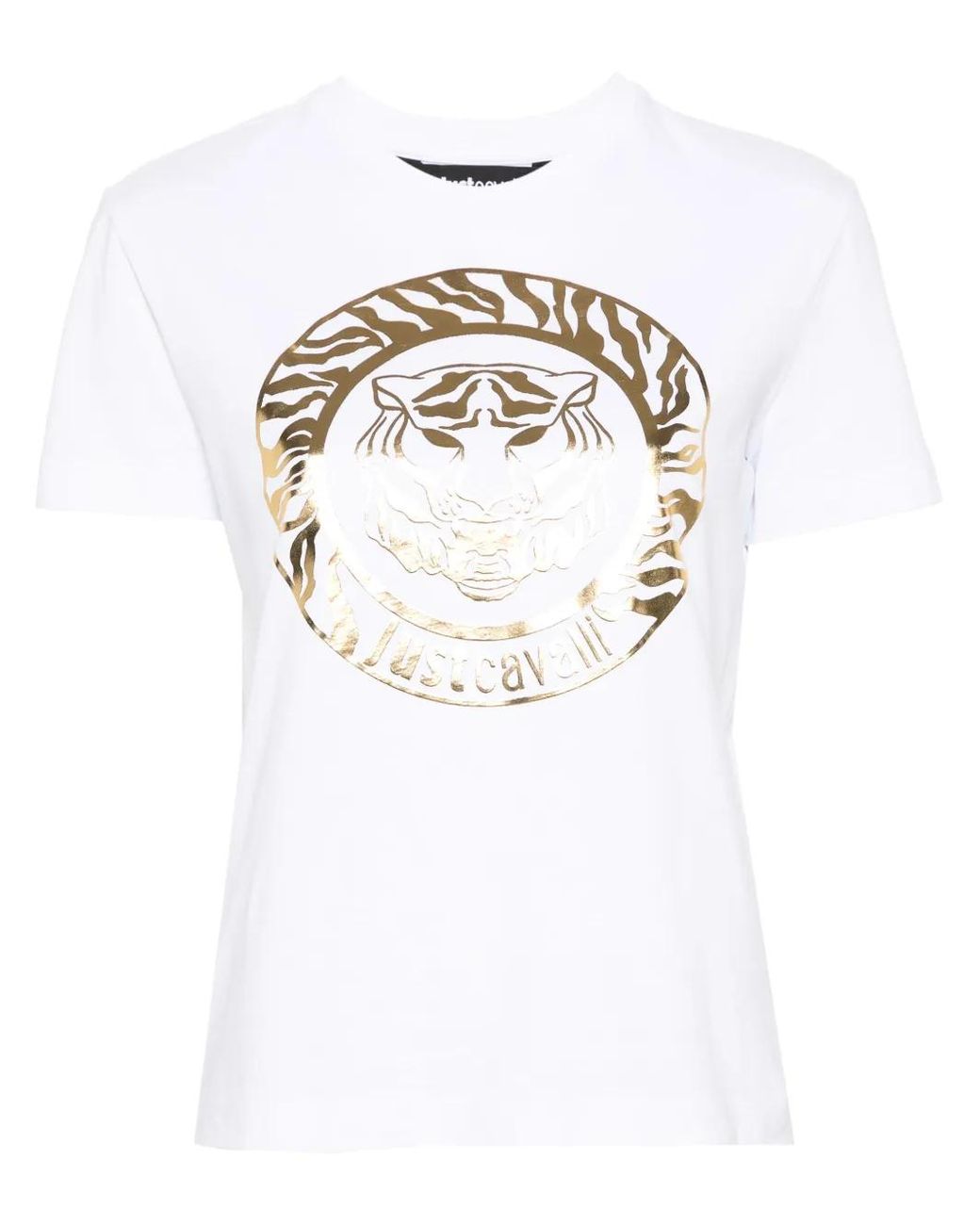 Just Cavalli White Logo-Print Cotton T-Shirt