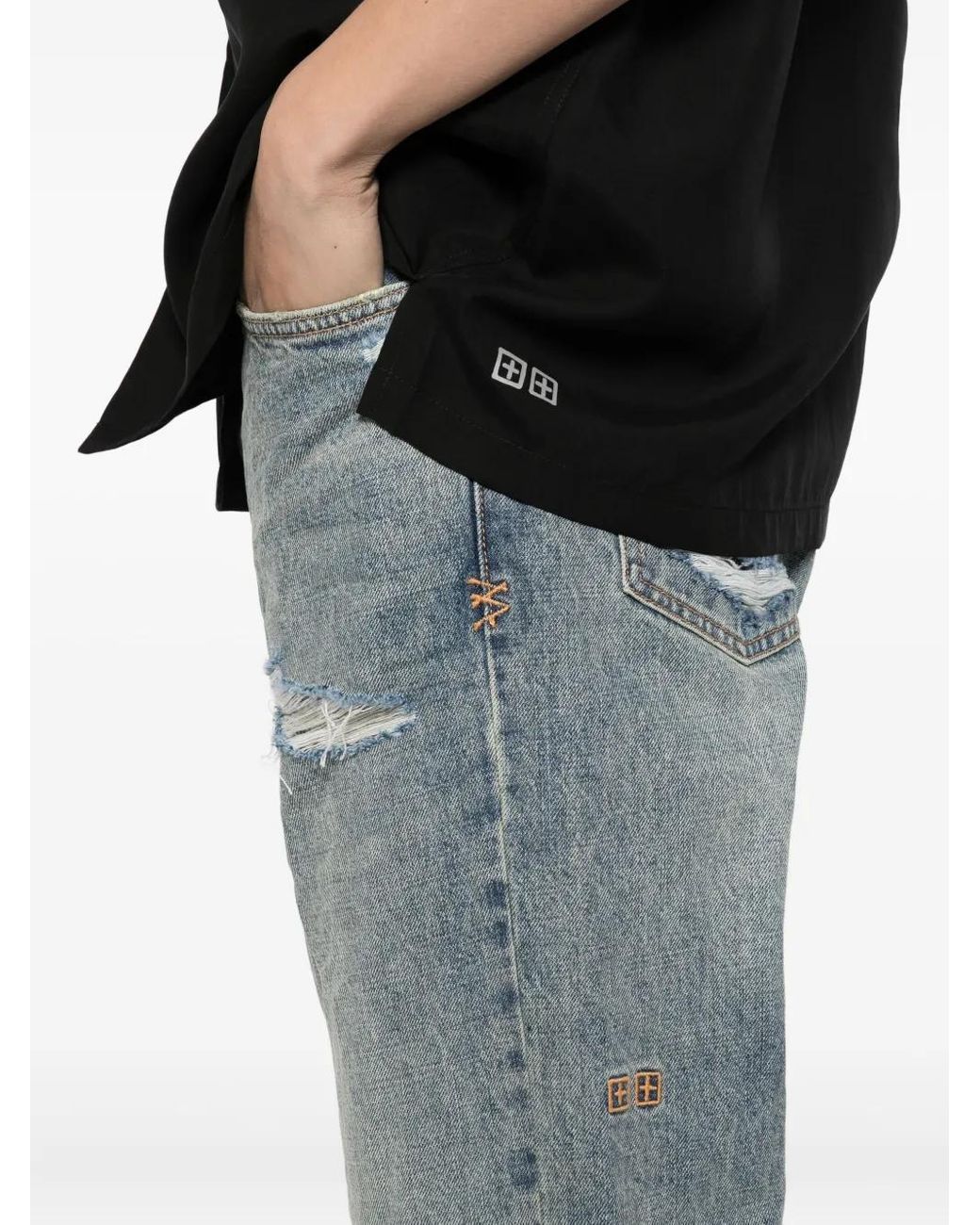 Ksubi Blue Distressed-Detail Jeans for men