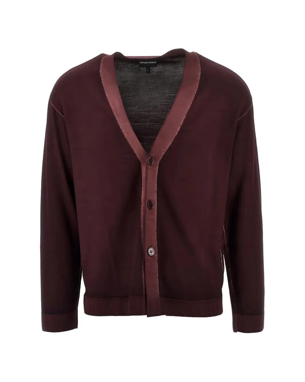 Emporio Armani Red Fine-Knit Cardigan for men
