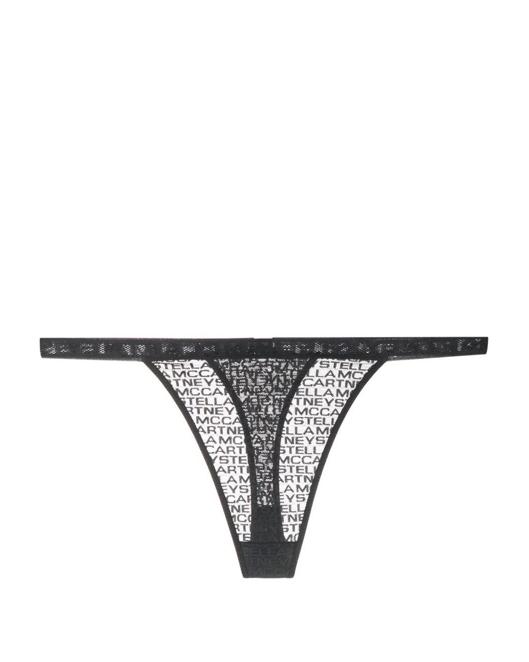 Stella McCartney Gray Logo-Print String Thong