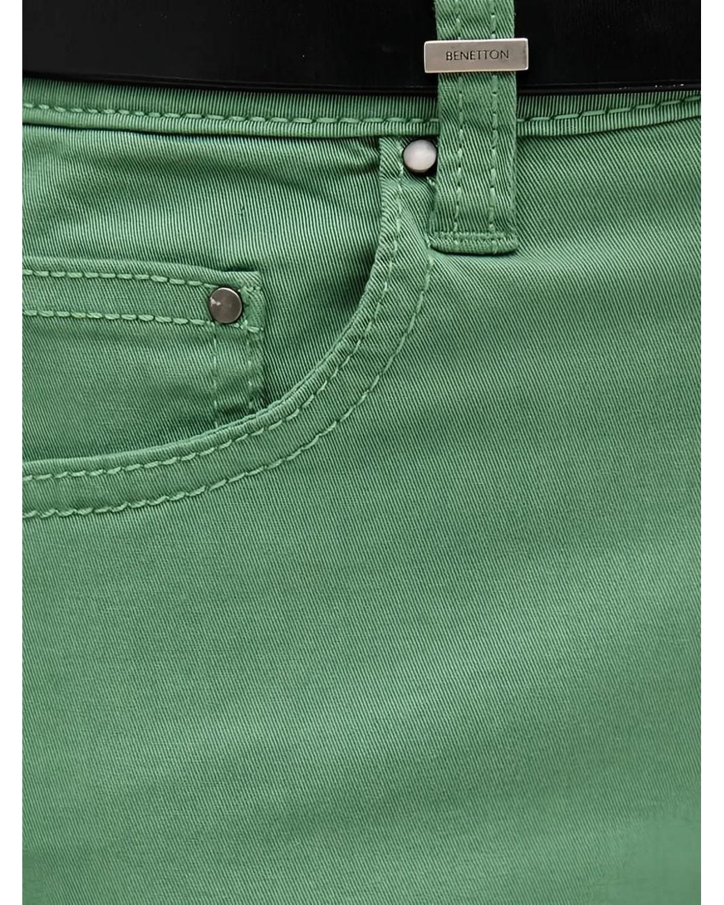 Benetton Green Pantalon À Coutures Effilochées