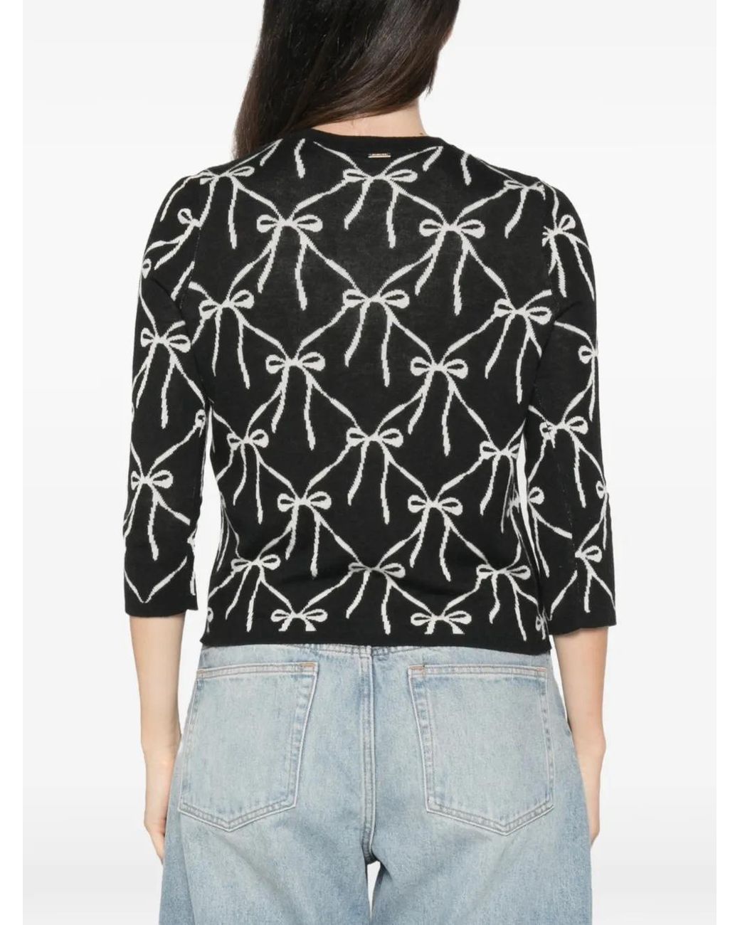 Twinset Black Bow-Pattern Cardigan