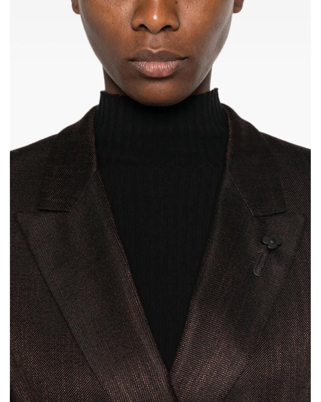 Lardini Brown Double-Breasted Peaked-Lapel Blazer