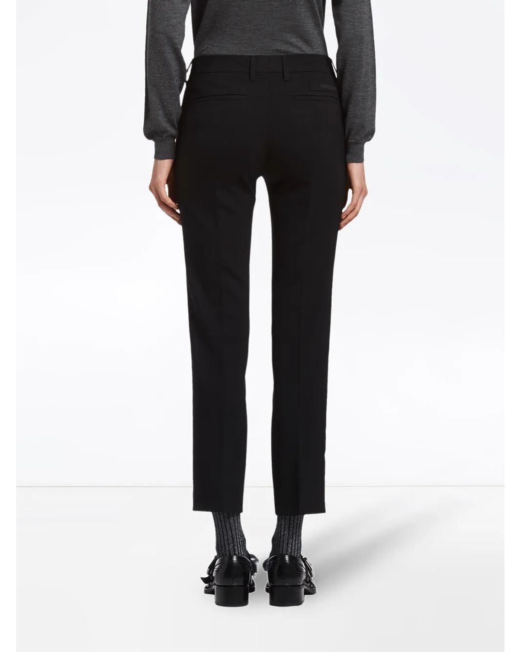 Prada Black Cropped Slim-fit Trousers