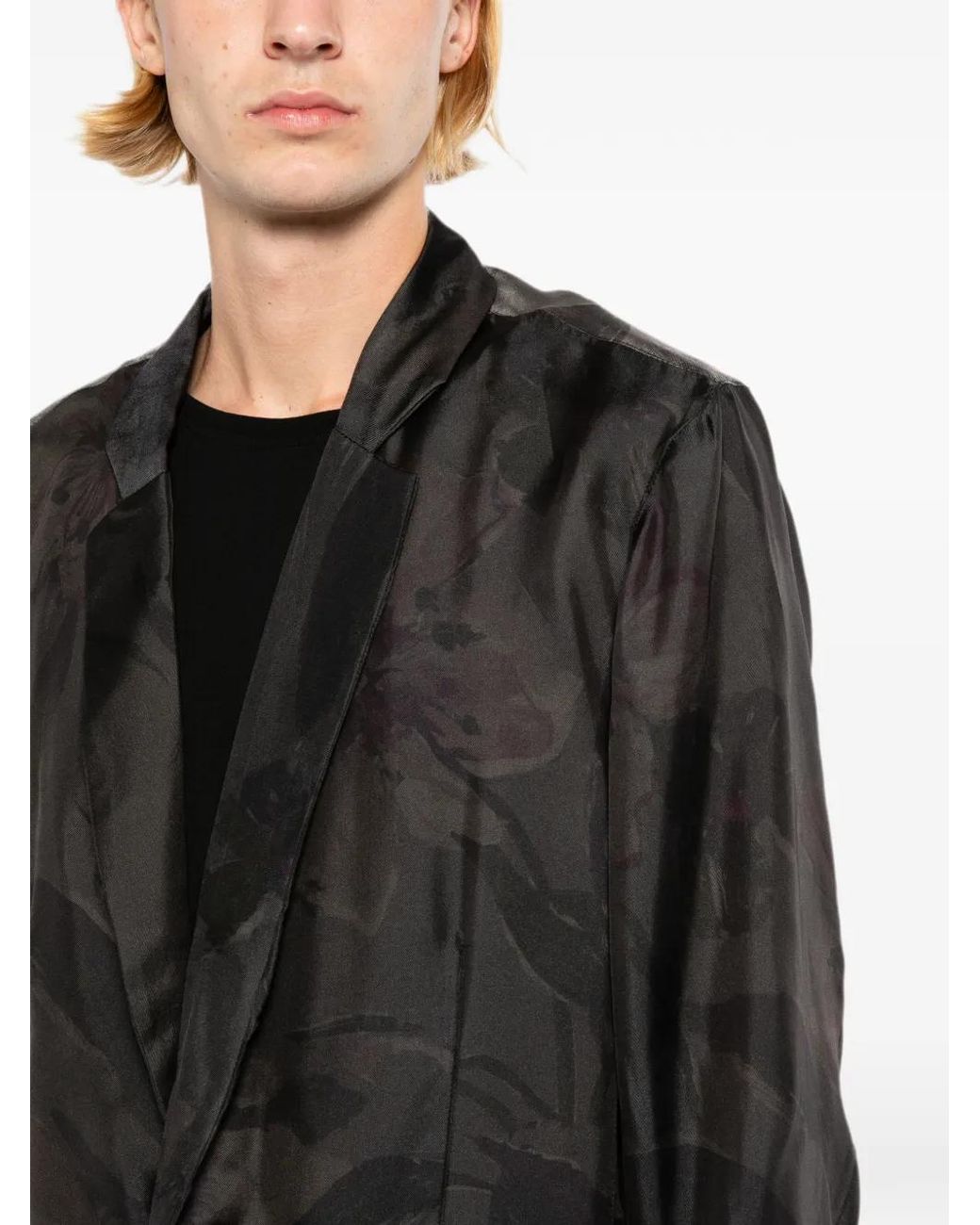 Giovanni Cavagna Black Floral-Print Blazer for men