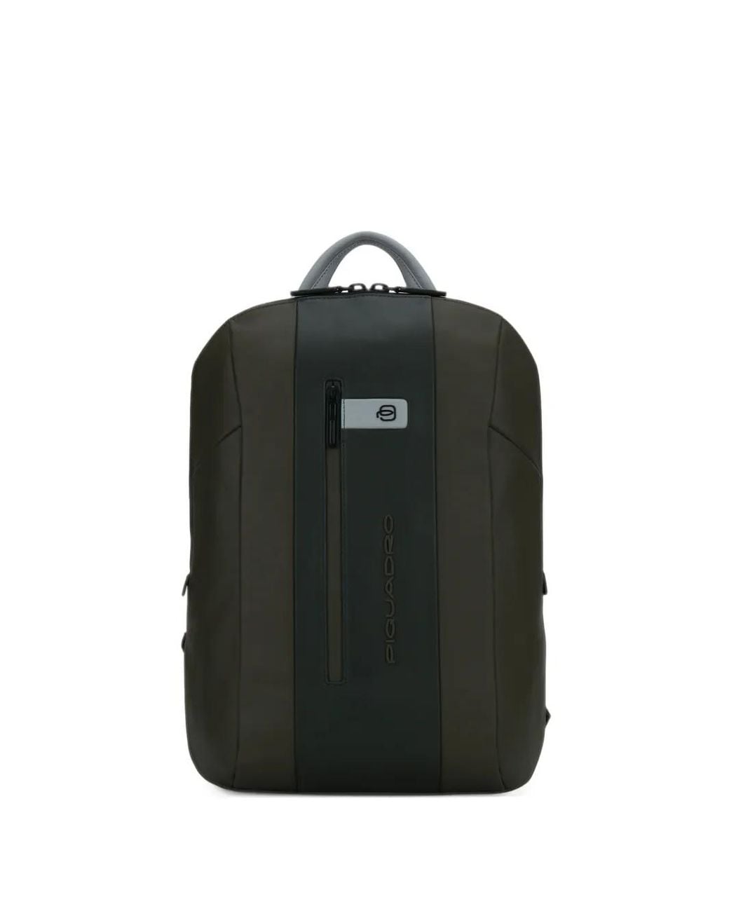 Piquadro Black Logo-Print Panelled Backpack for men