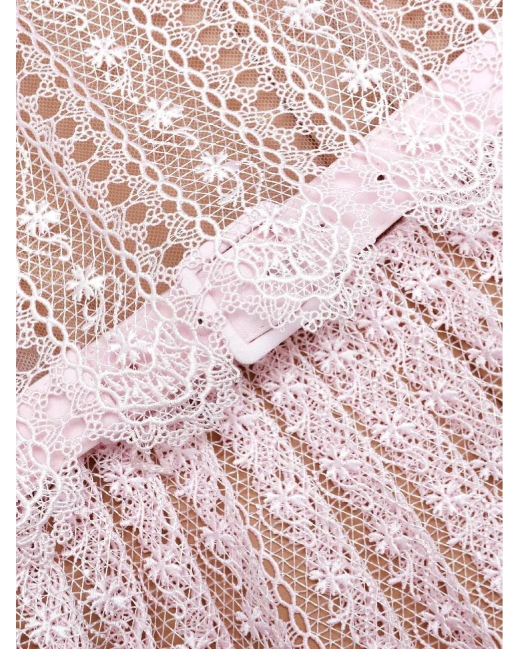 Self-Portrait Pink Organza Lace Midi Dress