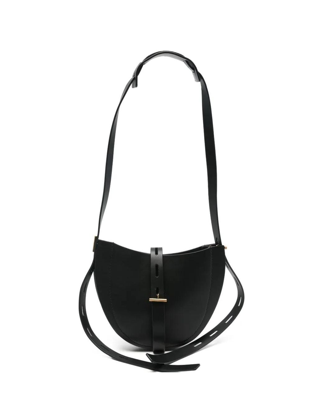 MINOBOSSI Black Lilly Curved Leather Shoulder Bag