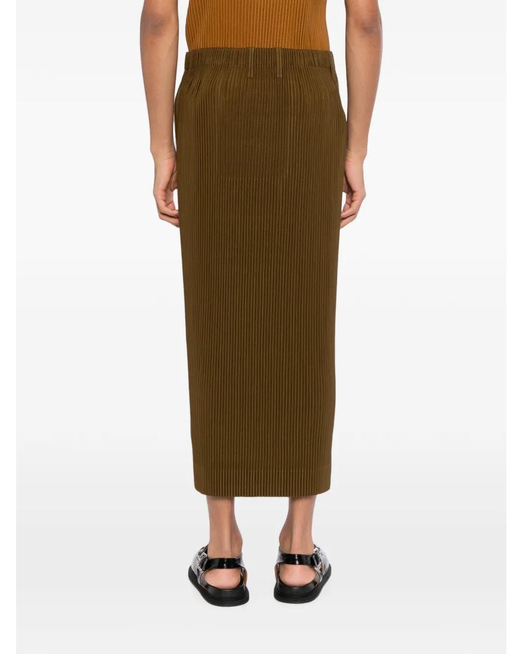 Homme Plissé Issey Miyake Green Plissé-Effect Skirt