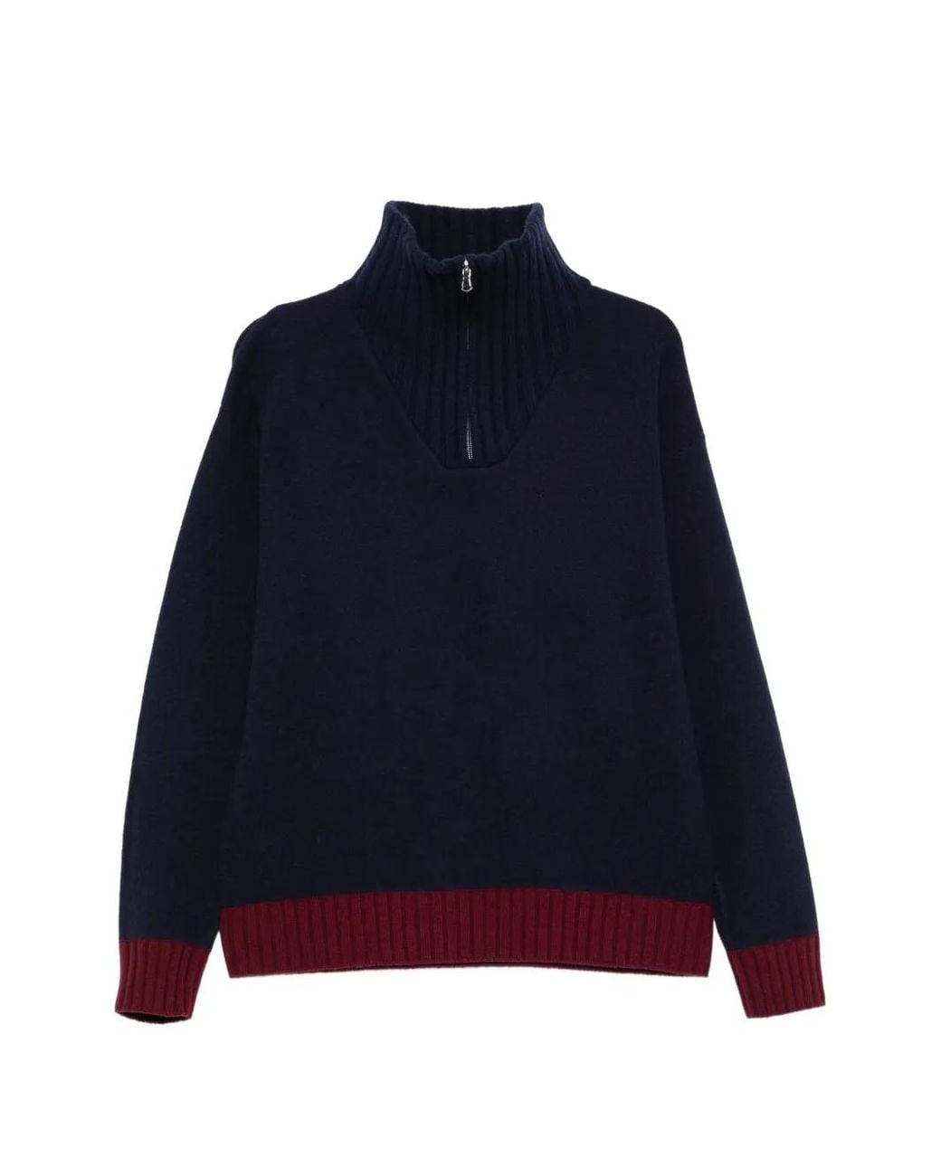 GALLIA Blue Quarter-Zip Ribbed-Trim Sweater for men