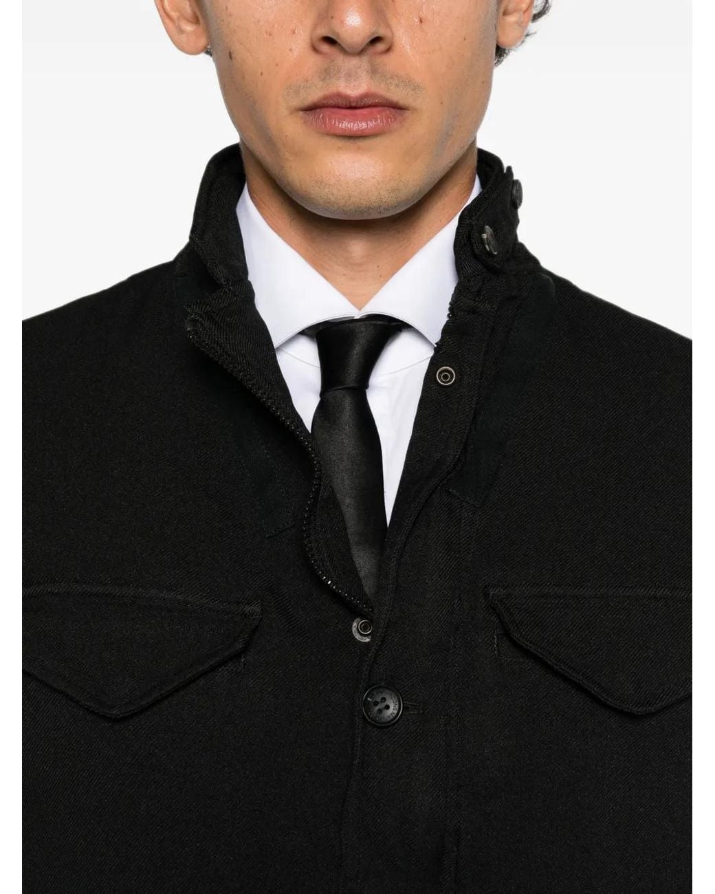 Junya Watanabe Black Veste Boutonnée À Col Montant for men
