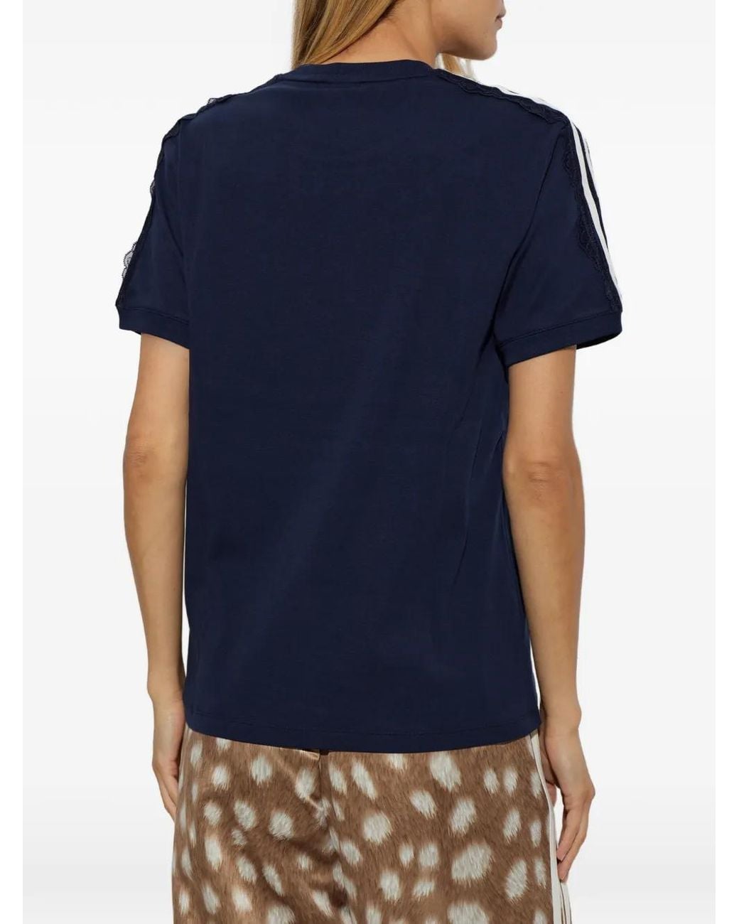 Adidas Blue Lace T-Shirt With 3-Stripes
