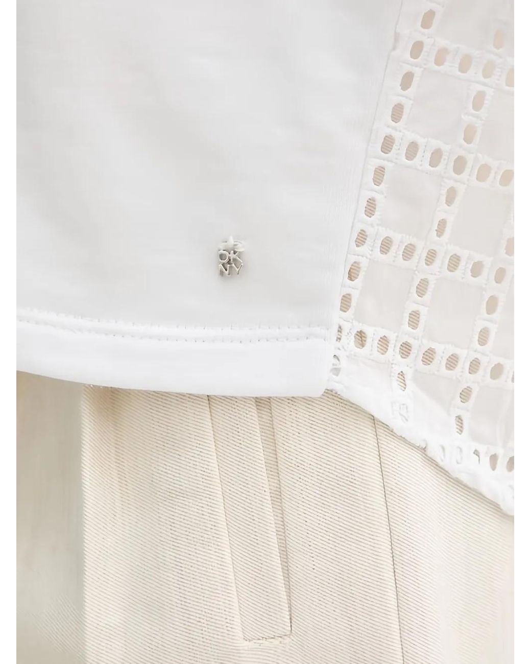 DKNY White Round-Neck T-Shirt