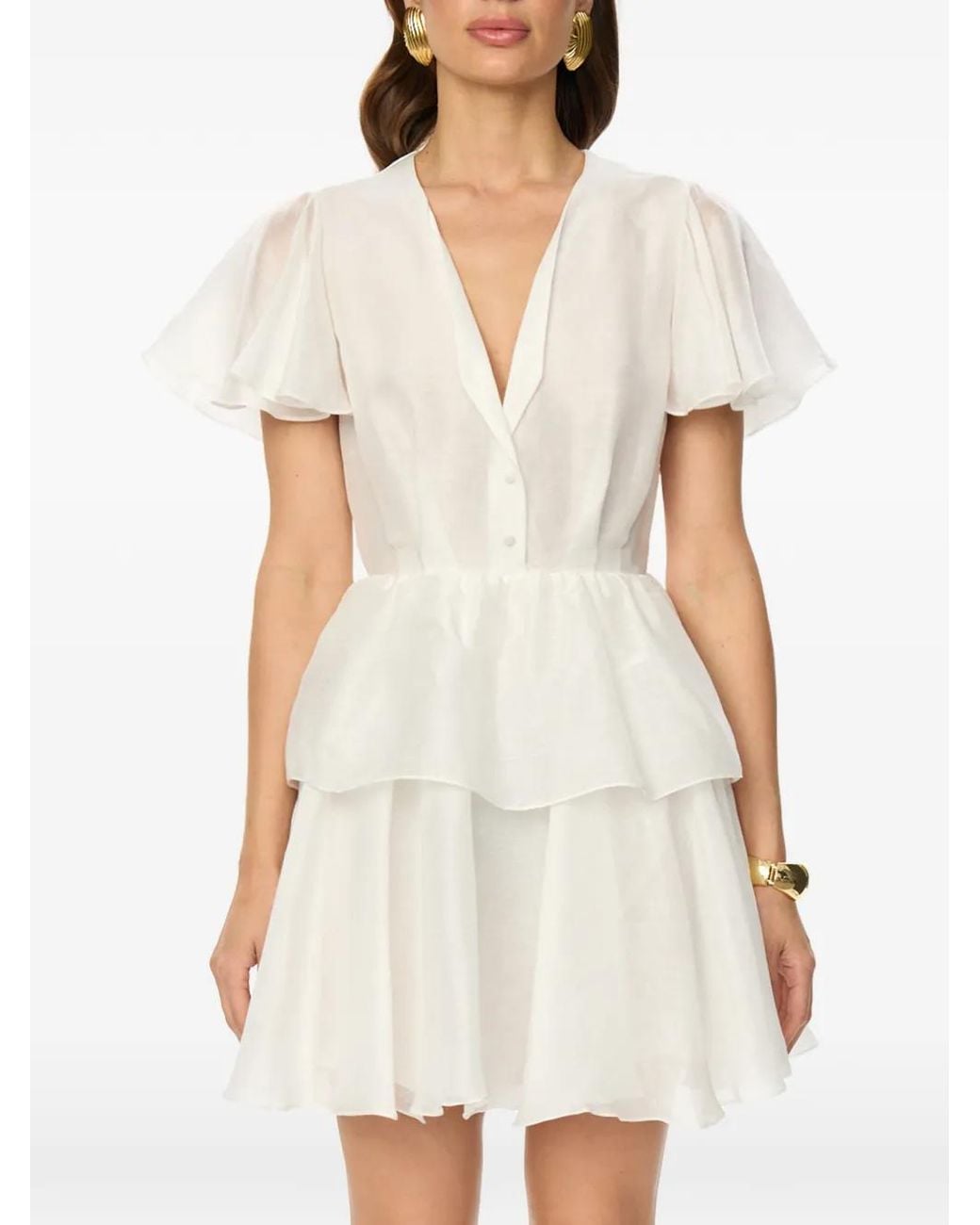 POST MERIDIEM White Ruffled Mini Dress