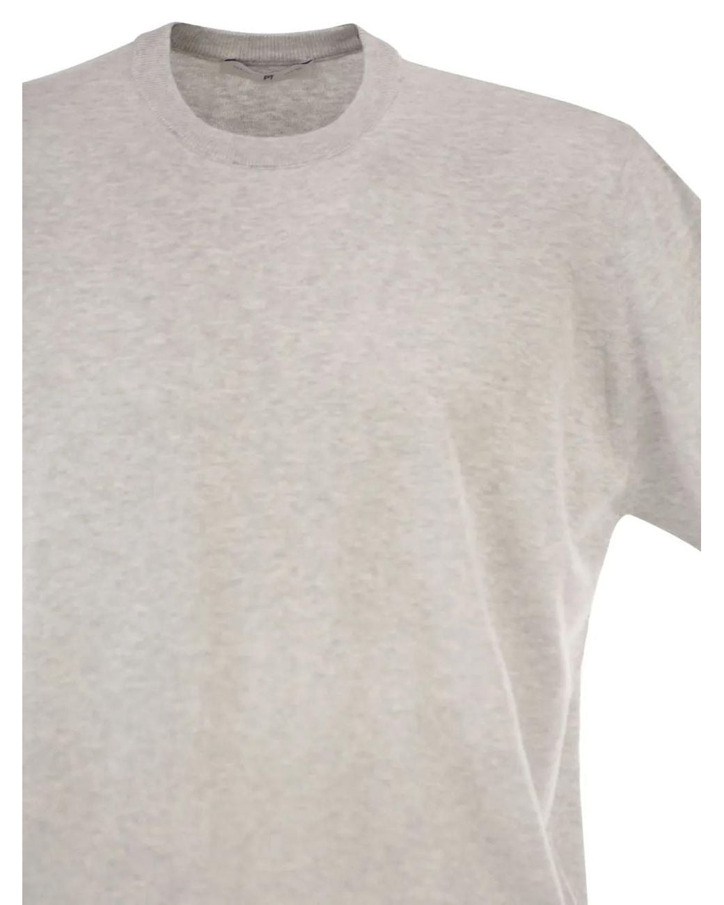 PT Torino Gray Ribbed-Trim T-Shirt for men