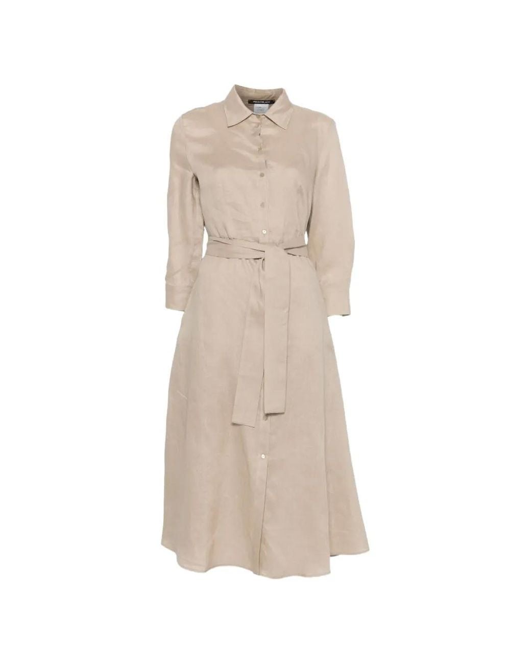 Pennyblack Natural Belted Button-Front Midi Shirt Dress