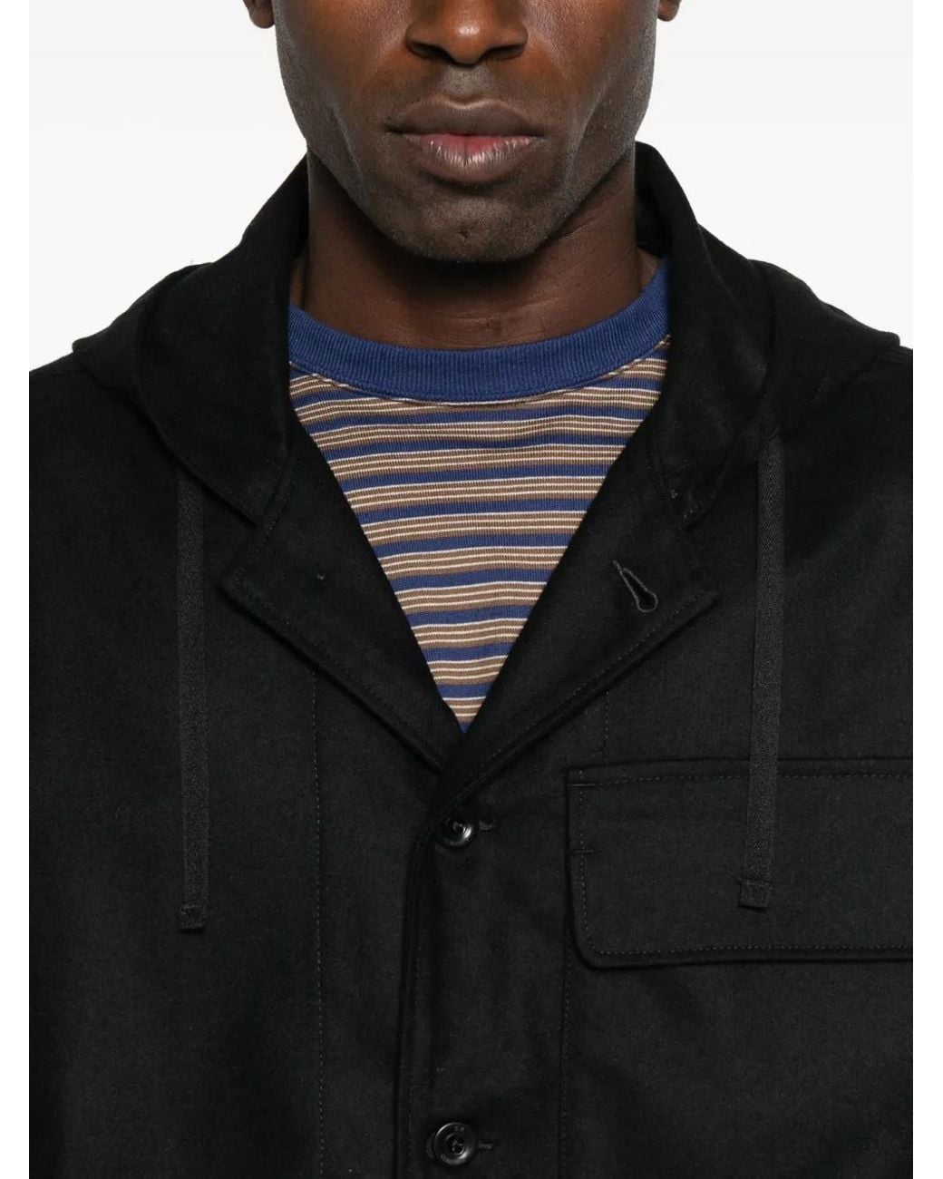 C P Company Black Flap-Pocket Hooded Jacket for men