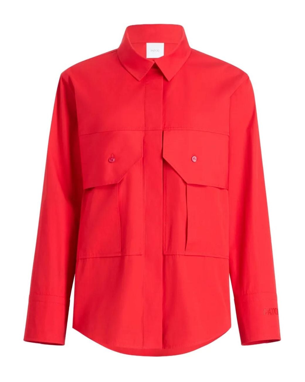 Patou Red Organic Cotton Poplin Cargo Blouse