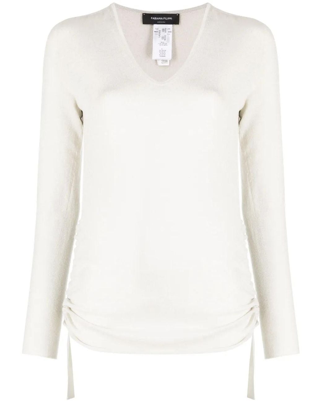 Fabiana Filippi White V-Neck Knitted Jumper