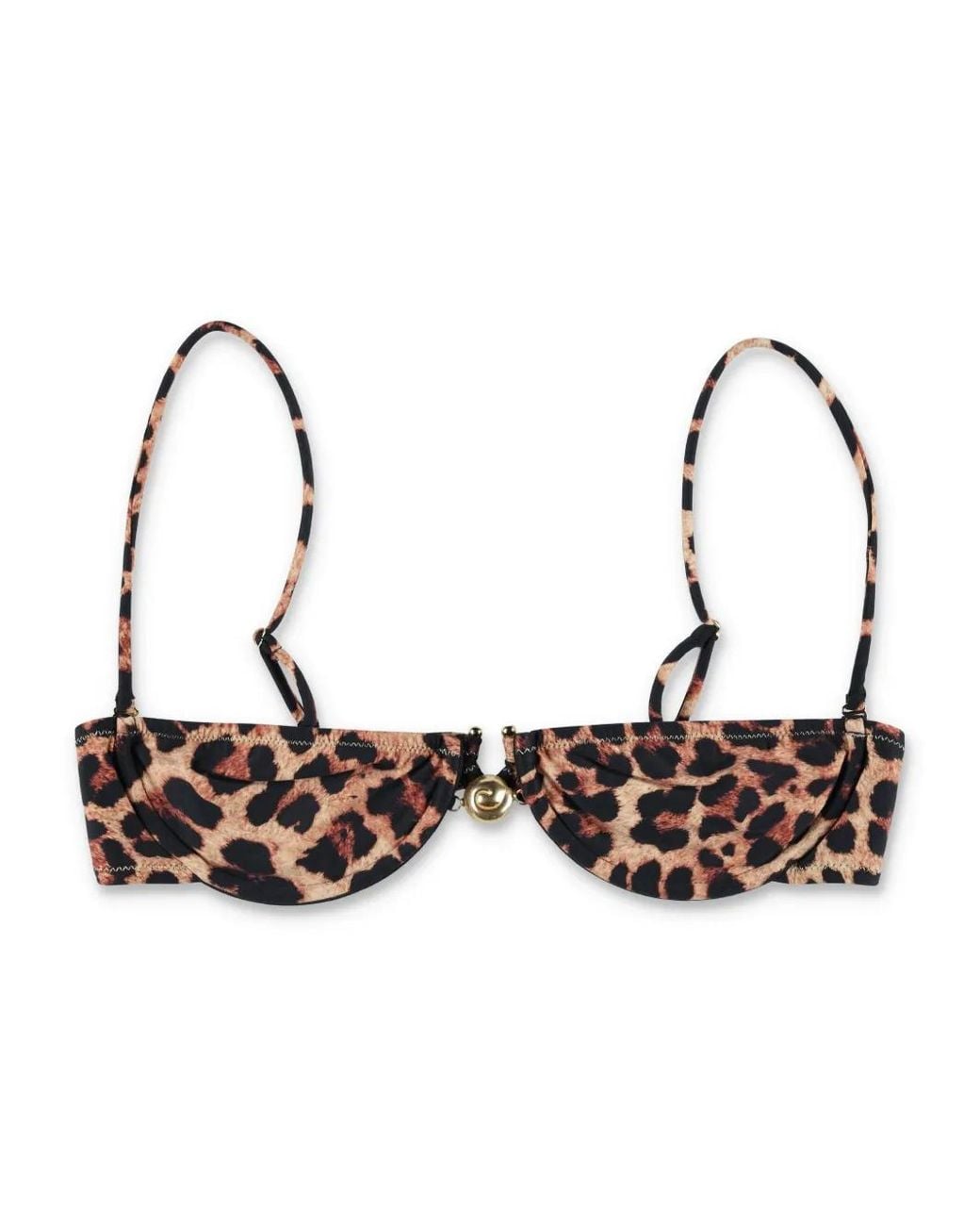 Reina Olga Brown Hammond Leopard-Print Bikini Top