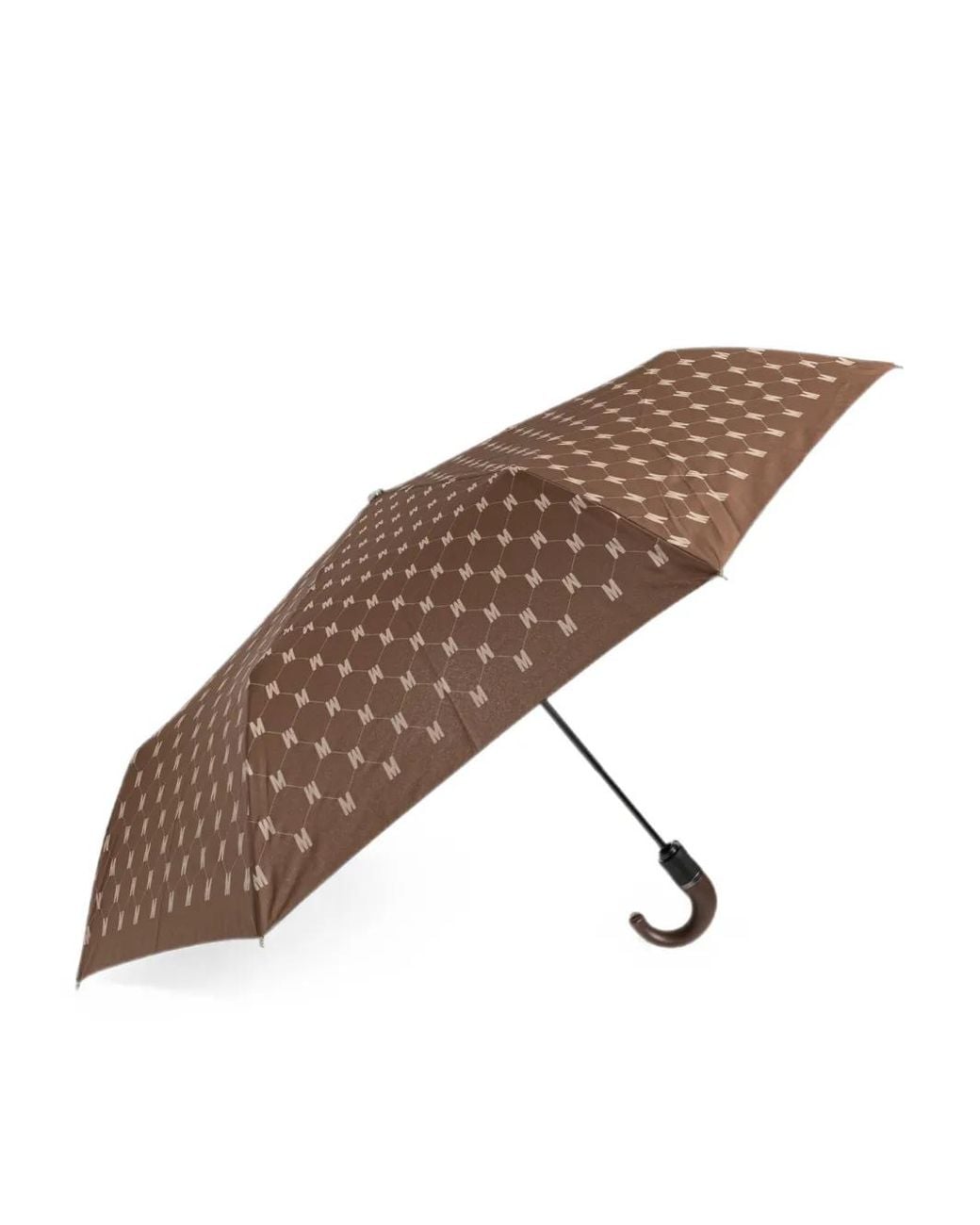 Moschino Brown Monogram-Print Folding Umbrella