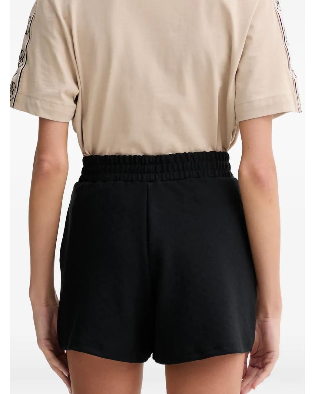 Guess Black Short Rayé À Patch Logo