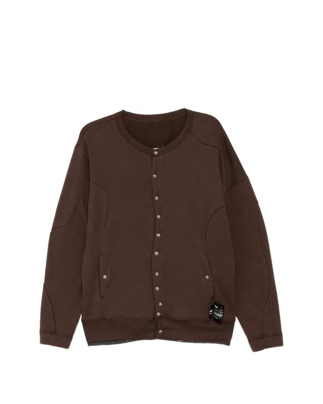 Undercover Brown Press-Stud Curved-Panel Cardigan for men