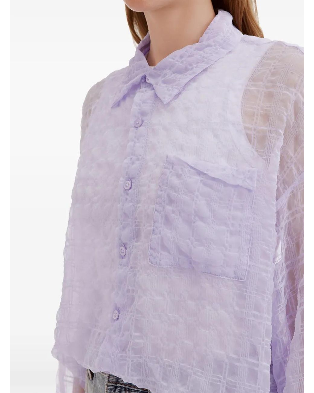 B+ AB Purple Chemise À Poches Poitrine