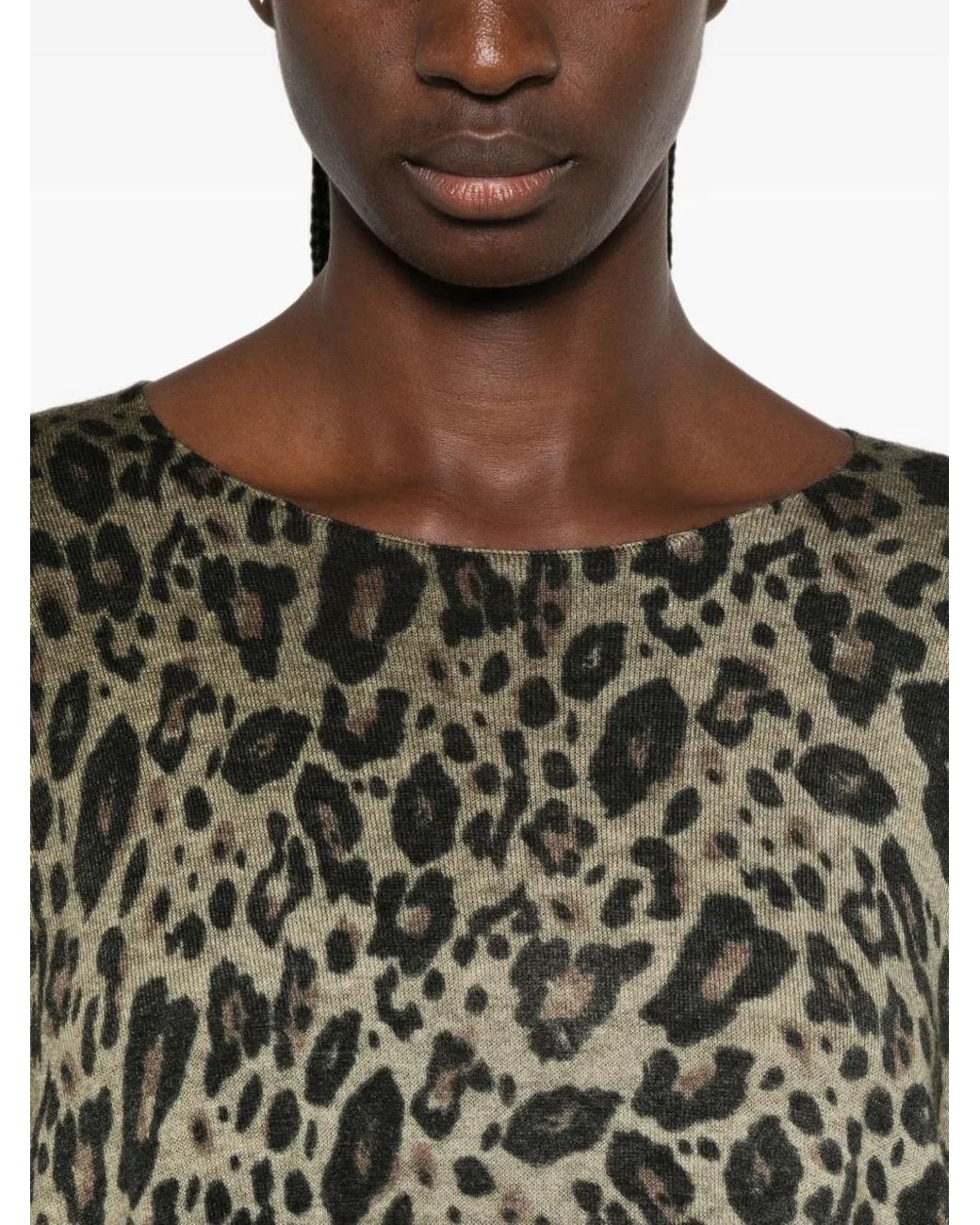 Avant Toi Green Leopard-Print Sweater