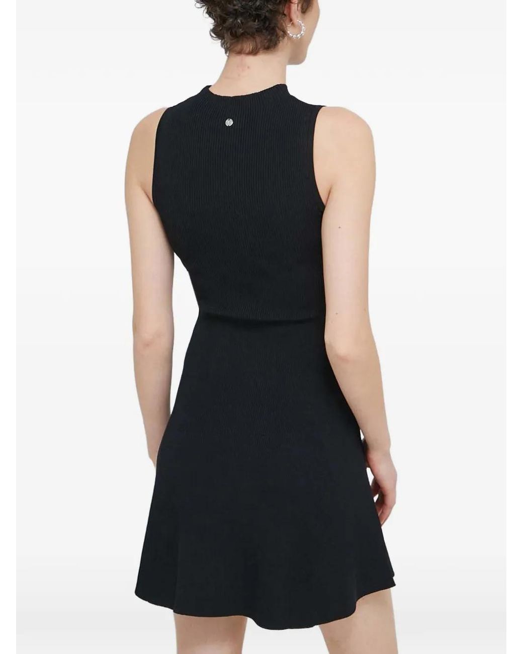 Desigual Black Ribbed-Knit Sleeveless Dress