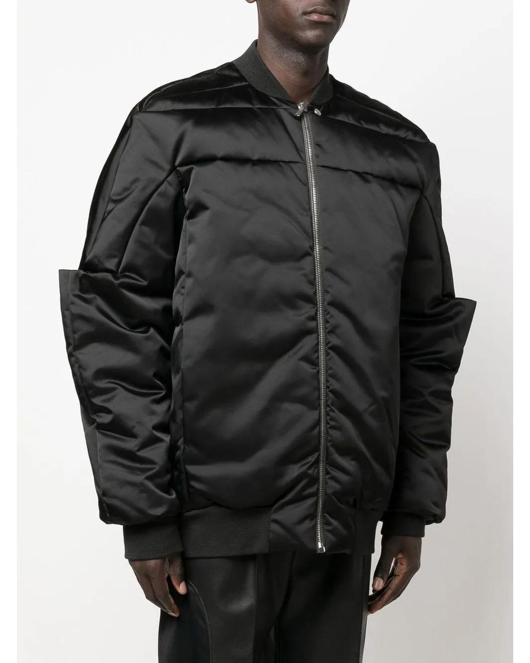 Rick Owens Black Gridered Goose-Down Bomber Jacket for men