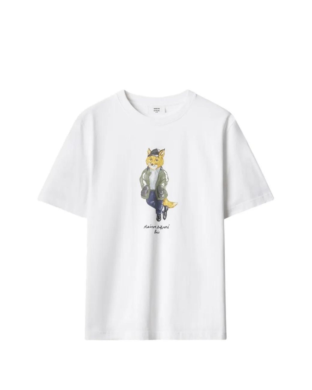 Maison Kitsuné White Fox-Print T-Shirt for men