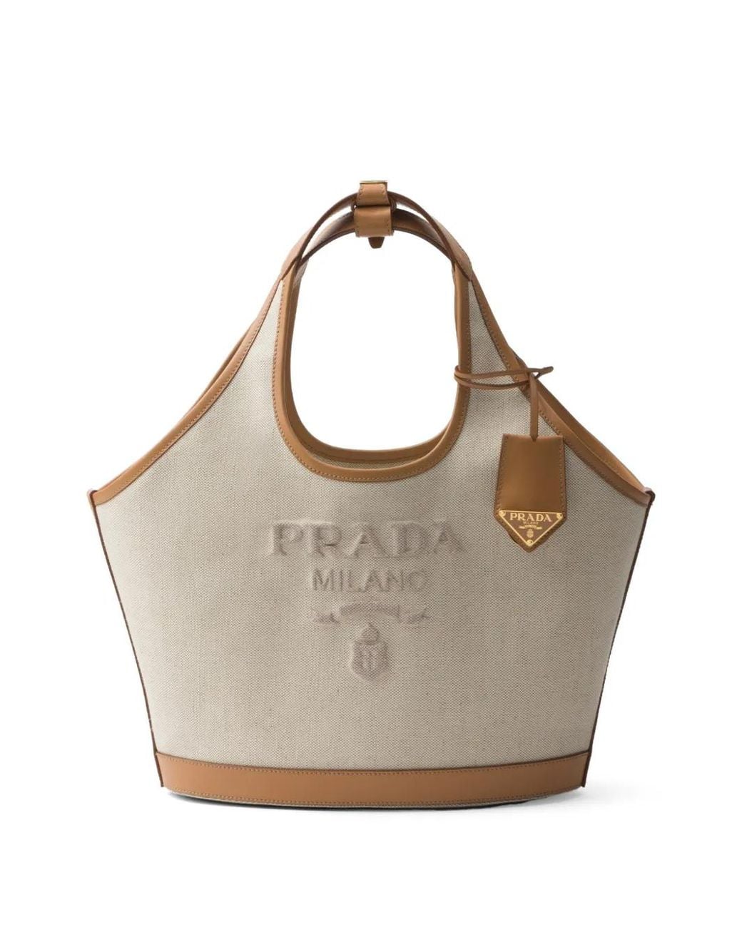 Prada Gray Medium Logo-Print Tote Bag