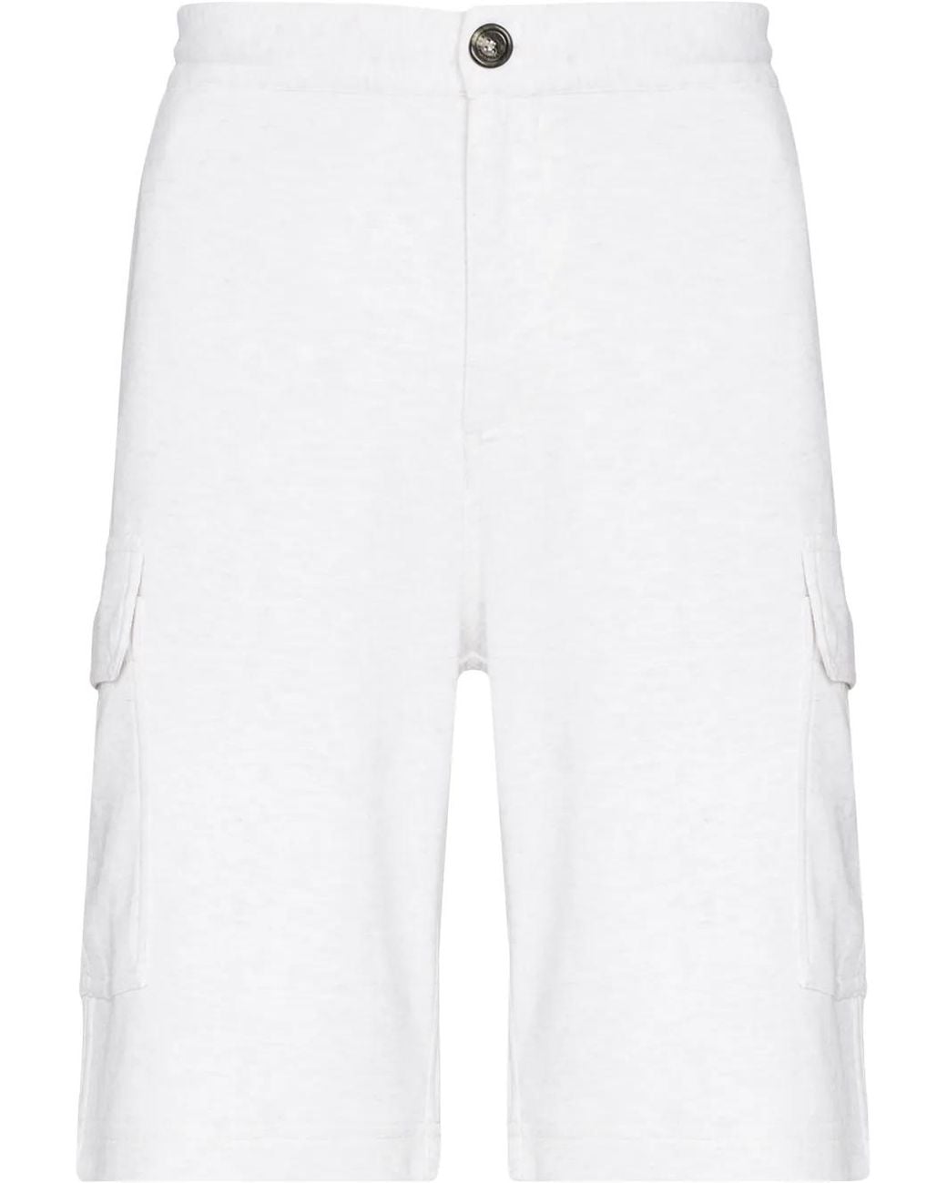 Brunello Cucinelli White Mid-Rise Bermuda Shorts for men