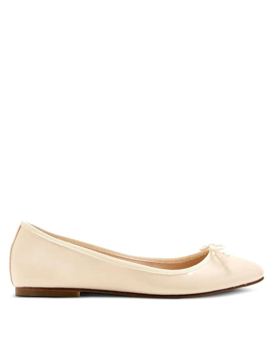 House Of Ballerinas Natural Bow-Detail Patent Leather Ballet Flats